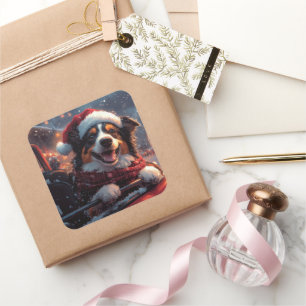 Australischer Kelpie Dog Roller Untersetzer Weihna Quadratischer Aufkleber