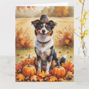 Australischer Kelpie Herbstlaub Erntedankfest Kuns Karte