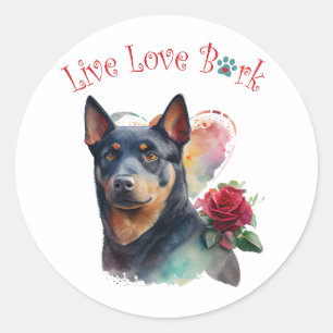Australischer Kelpie Hundemutter Blumenmuster Runder Aufkleber