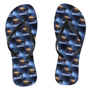 Australischer Kelpie Schnee-Schlitten Weihnachtsde Flip Flops