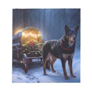 Australischer Kelpie Schnee-Schlitten Weihnachtsde Notizblock