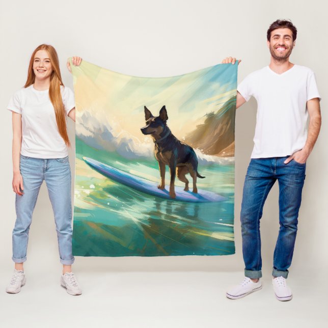 Australischer Kelpie-Strand-Surfing-Gemälde Fleecedecke (Beispiel)