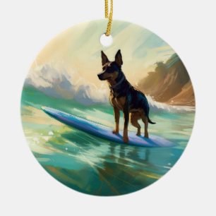 Australischer Kelpie-Strand-Surfing-Gemälde Keramik Ornament