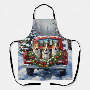 Australischer Kelpie Weihnachten Rotes Lastwagen F Schürze