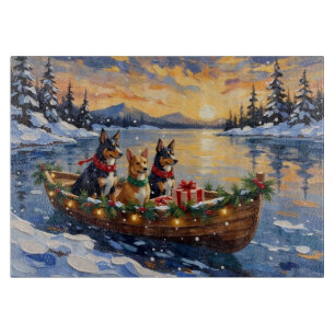 Australischer Kelpie Weihnachtsboot Urlaub Schneidebrett