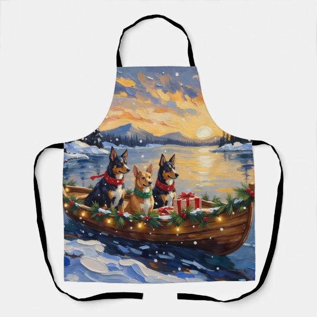 Australischer Kelpie Weihnachtsboot Urlaub Schürze (Vorderseite)
