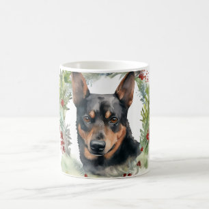 Australischer Kelpie-Weihnachtskranz Festiver Hund Kaffeetasse
