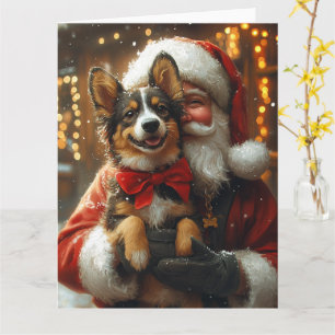 Australischer Kelpie Weihnachtsmann Festliches Wei Karte