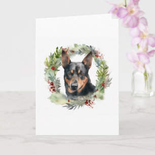 Australischer Kelpie Weihnachtswreath Karte