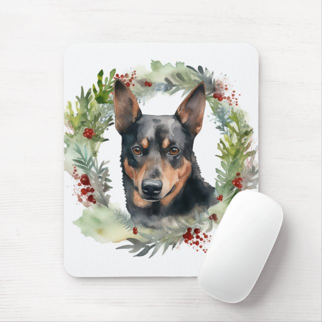 Australischer Kelpie Weihnachtswreath Mousepad (Mit Mouse)
