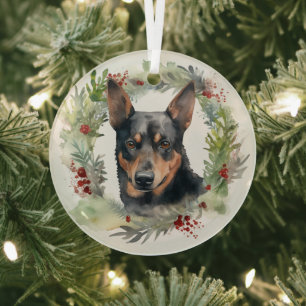 Australischer Kelpie Weihnachtswreath Ornament Aus Glas