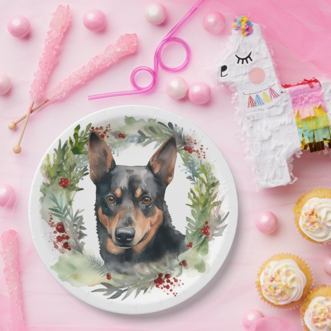 Australischer Kelpie Weihnachtswreath Pappteller (Party)
