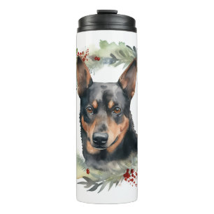 Australischer Kelpie Weihnachtswreath Thermosbecher