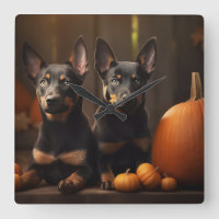 Australischer Kelpie Welpe Herbstvergnügen Kürbis