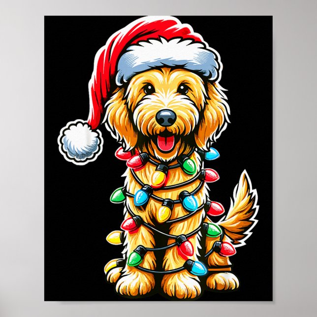 Australischer Labradoodle Weihnachtsbaum Xmas Sant Poster (Vorne)
