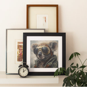 Australischer Pilot Koala Aviator Retro-Aquarell-K Poster