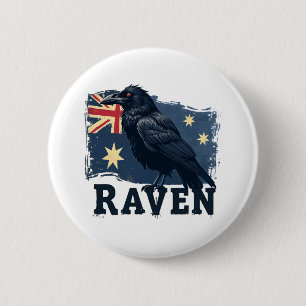 Australischer Raven Corvus Coronoides Bird Button