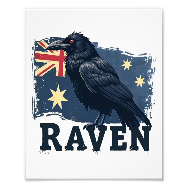 Australischer Raven Corvus Coronoides Bird Fotodruck (Vorne)