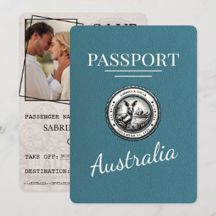 Australischer Reisepass zur Hochzeit - Save The Da Date