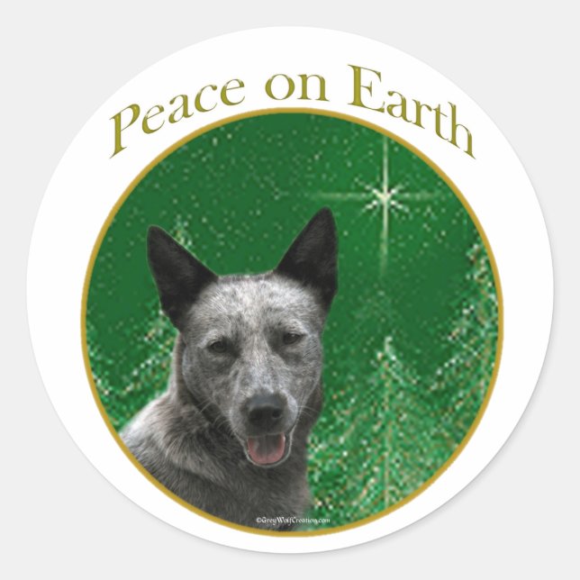 Australischer Rind Dog Peace Runder Aufkleber (Vorderseite)