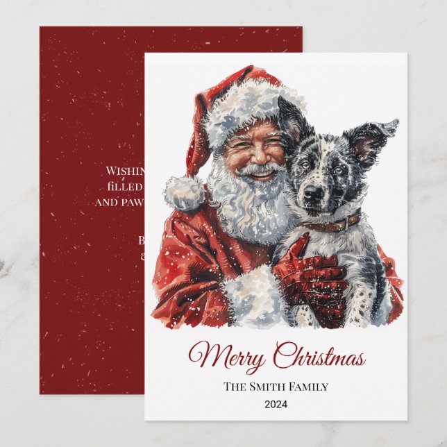 Australischer Rind Dog Santa Claus Weihnachten (Vorne/Hinten)