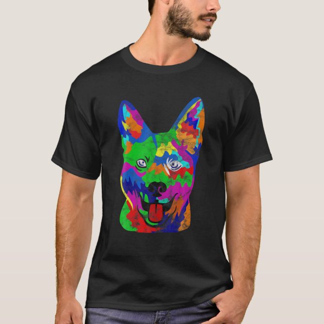 Australischer Rinder Pop-Art Funny Dog Lover Gesch T-Shirt (Vorderseite)