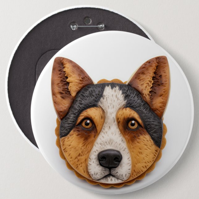 Australischer Rinderhund 3D Inspiriert Button (Vorne & Hinten)