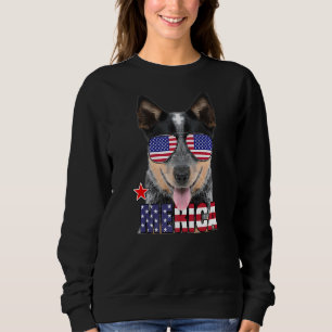 Australischer Rinderhund Amerikanische Flagge Sonn Sweatshirt