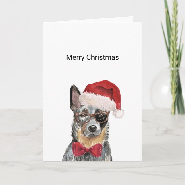 Australischer Rinderhund, Blue Heeler Weihnachtska Karte (Vorderseite)
