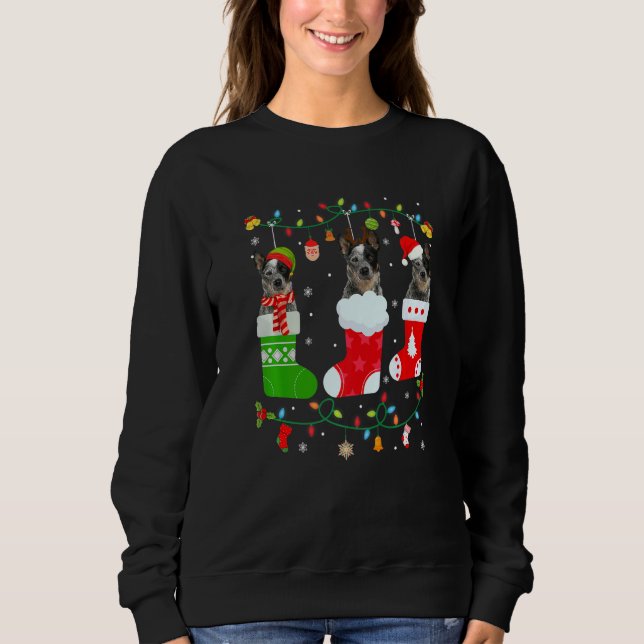 Australischer Rinderhund Drei Weihnachtssocken Swe Sweatshirt (Vorderseite)