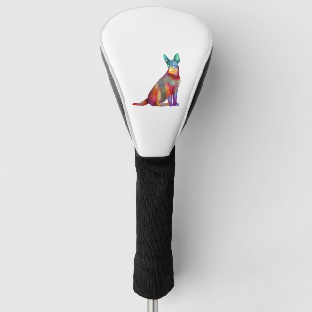 Australischer Rinderhund farbenfroh Golf Headcover (Vorderseite)