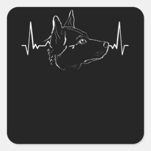 Australischer Rinderhund Heartbeat Quadratischer Aufkleber