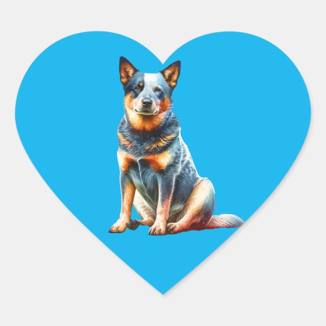 Australischer Rinderhund Herz-Aufkleber (Vorderseite)
