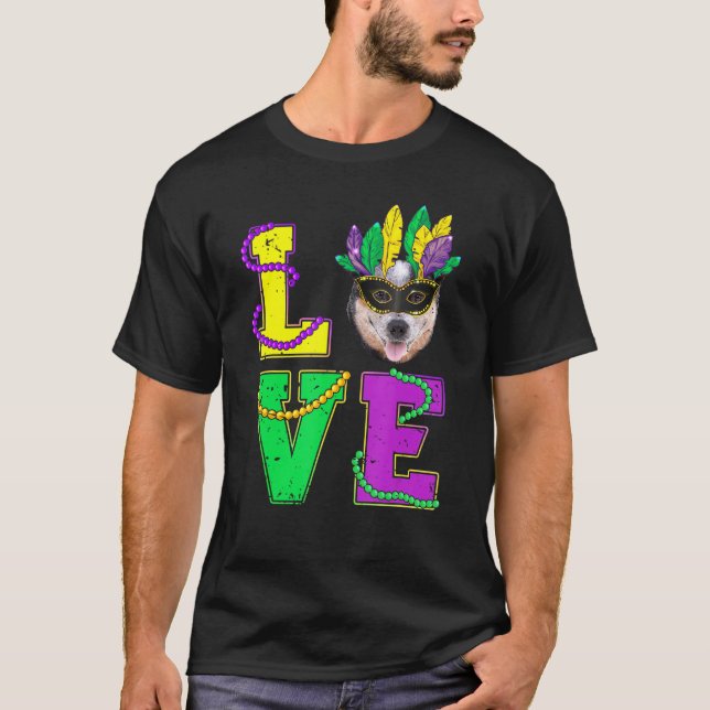 Australischer Rinderhund I Liebe Welpe Mardi Gras  T-Shirt (Vorderseite)