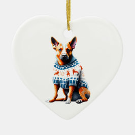 Australischer Rinderhund im Weihnachtssüßer Keramik Ornament