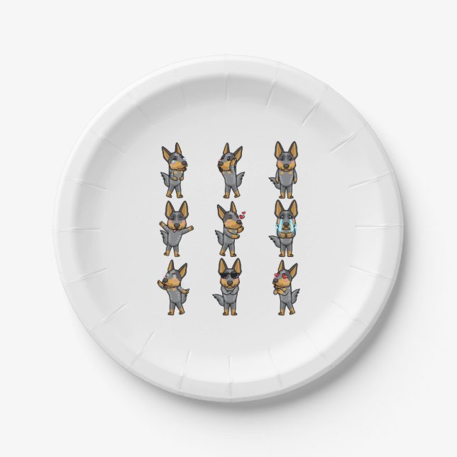 Australischer Rinderhund Kawaii Emoticon Pappteller (Vorderseite)
