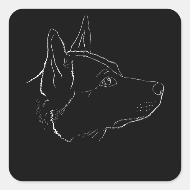 Australischer Rinderhund | Line Art | Geschenkidee Quadratischer Aufkleber (Vorderseite)