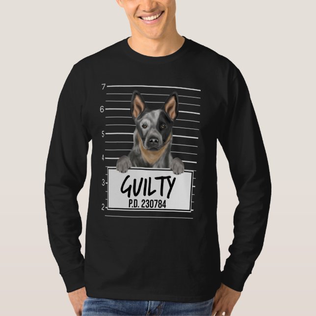 Australischer Rinderhund Mugshot Guilty Dog T-Shirt (Vorderseite)
