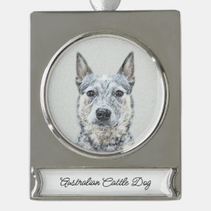 Australischer Rinderhund - Niedliche Original Dog Banner-Ornament Silber