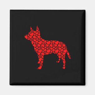 Australischer Rinderhund Niedliche Silhouette Herz Magnet