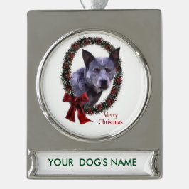 Australischer Rinderhund Personalisiert Banner-Ornament Silber