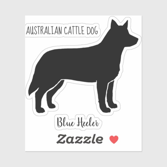 Australischer Rinderhund Silhouette Blue Heeler Vi Aufkleber (Blatt)
