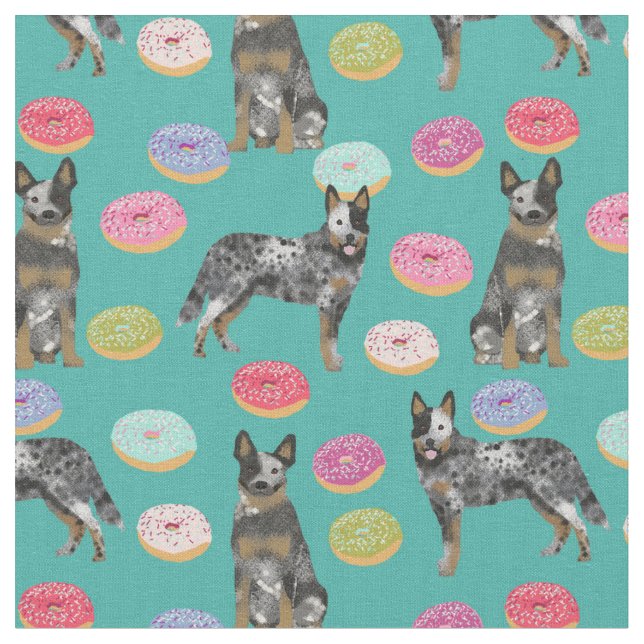 Australischer Rinderhund Türkis-Donuts Stoff (Nahaufnahme)