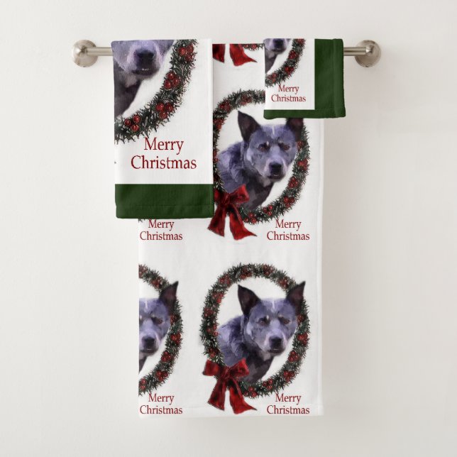 Australischer Rinderhund Weihnachten Badhandtuch Set (Insitu)