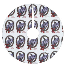 Australischer Rinderhund Weihnachten froh Polyester Weihnachtsbaumdecke