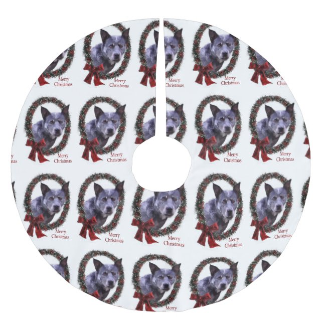 Australischer Rinderhund Weihnachten froh Polyester Weihnachtsbaumdecke (Vorderseite)