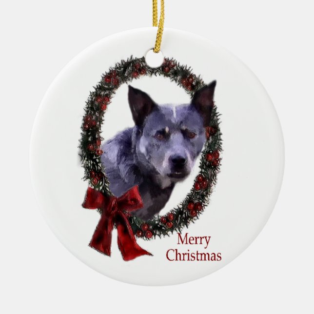 Australischer Rinderhund Weihnachten Keramikornament (Vorne)