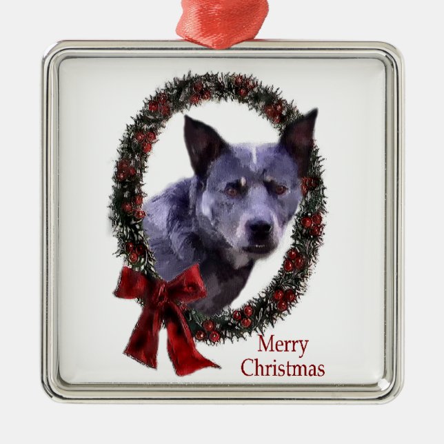 Australischer Rinderhund Weihnachten Ornament Aus Metall (Vorne)