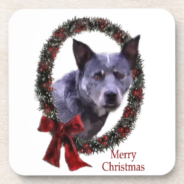 Australischer Rinderhund Weihnachten Untersetzer (Vorderseite)