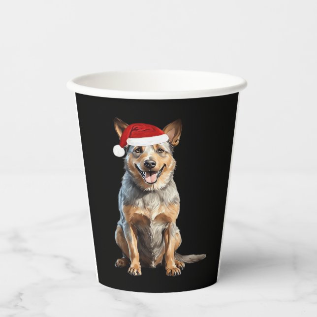 Australischer Rinderhund Weihnachtsbaum Hund Welpe Pappbecher (Vorderseite)